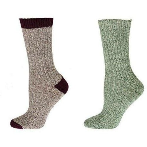 Women's Outdoor Boot Hiking Marled Twisted Cotton 2 Pair Socks