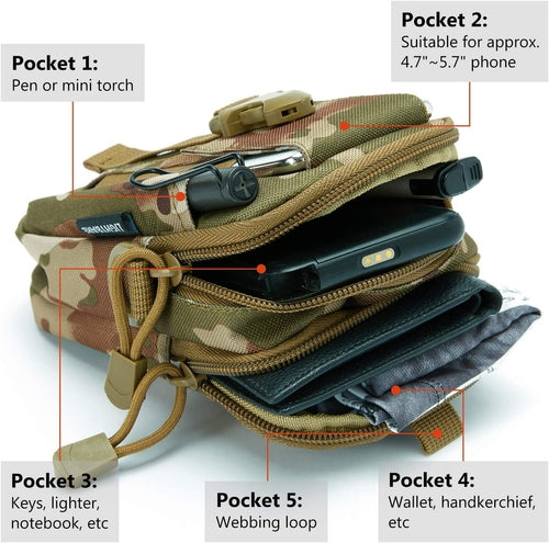 Tactical MOLLE Pouch & Waist Bag for Hiking & Outdoor Activities