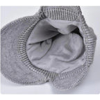 Winter Visor Beanie With Earflap Warm Fleece Lined Knitted Ear